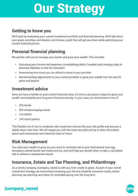 Investment Proposal Template